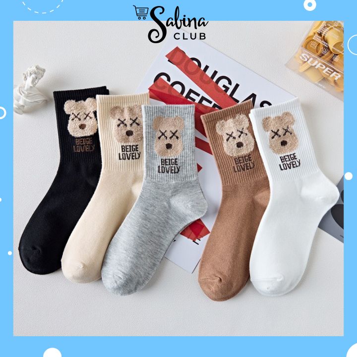 Sét 5 Đôi Tất Gấu Cao Cổ Tone Nâu Mẫu Mới ( XÙ X )