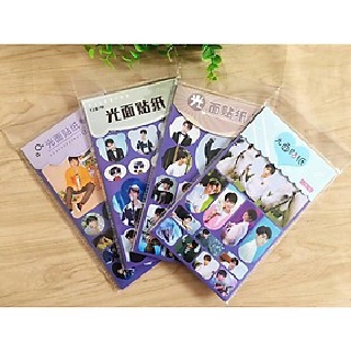 Bộ 12 hình dán tấm sticker Vương Tuấn Khải idol kpop TFBOYS
