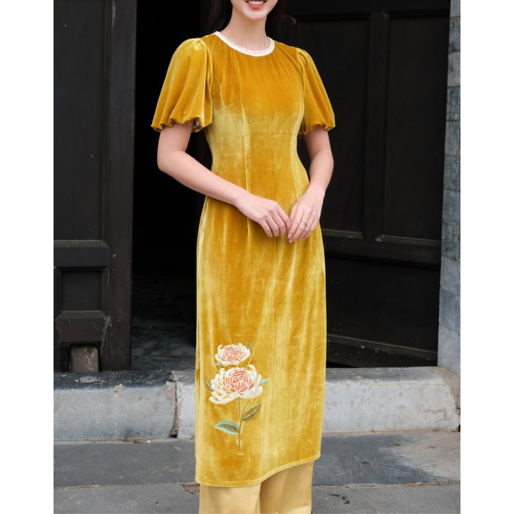Set Áo Dài Nữ Tay Bồng Thêu Hoa DIDO