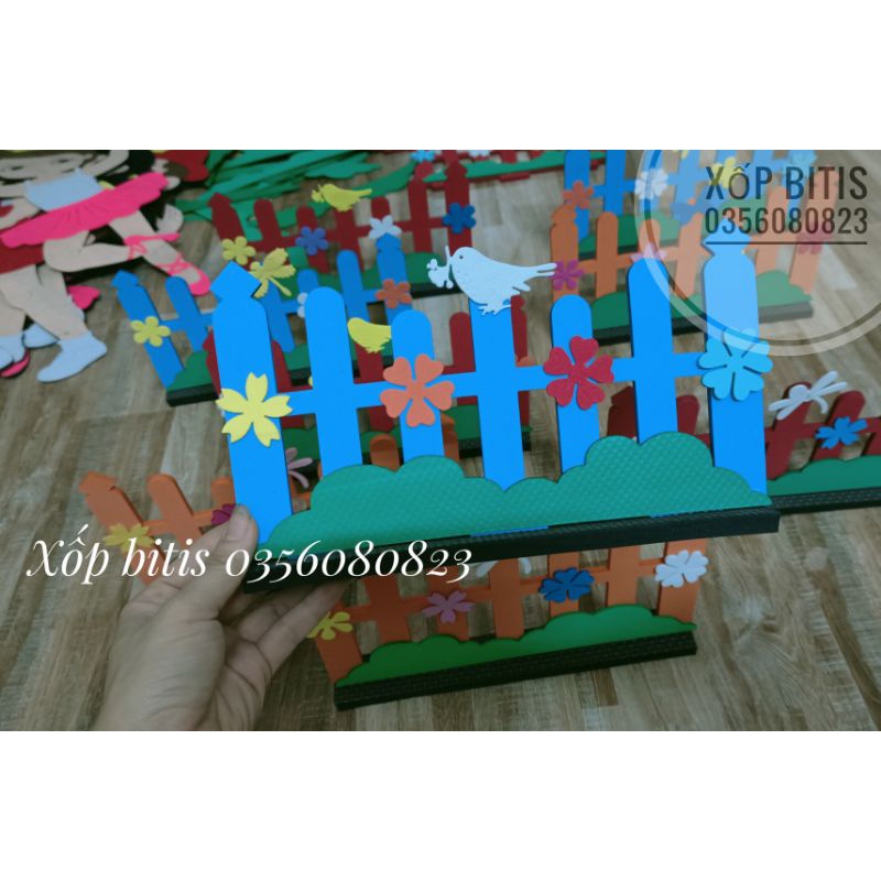 Hàng rào góc xây dựng xốp trang trí mầm non