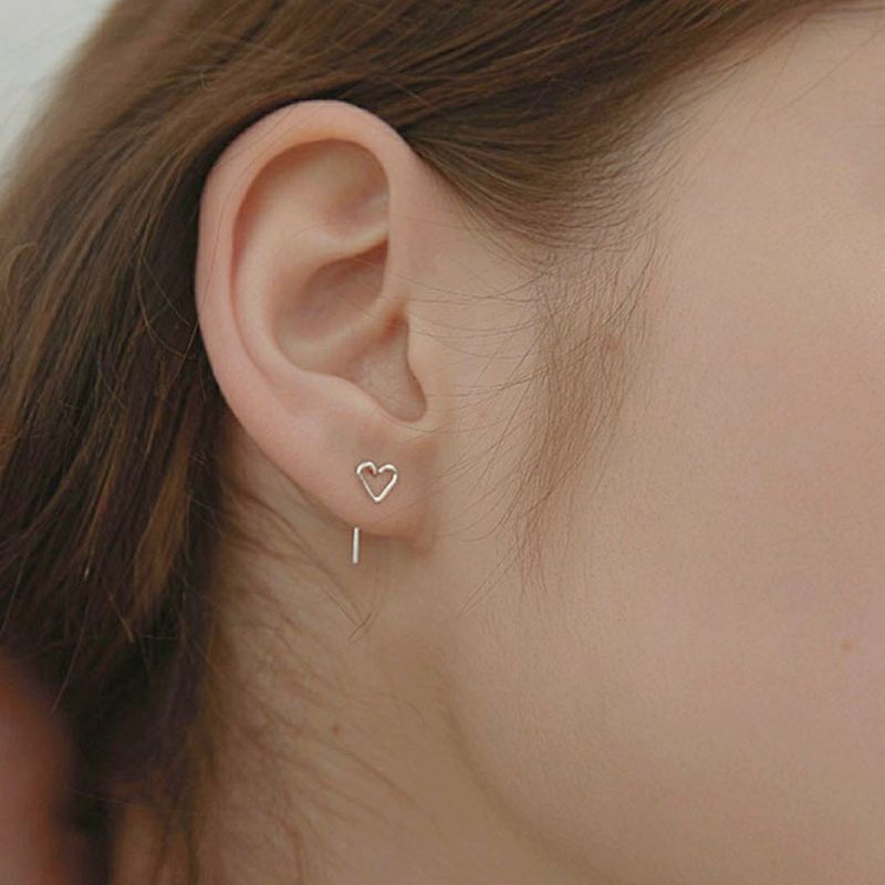 Bông tai tim 100% bạc S925