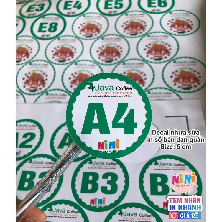 [5 tờ decal nhựa siêu dính] In tem, decal, logo, sticker chất liệu nhựa dán khổ to - cắt theo yêu cầu