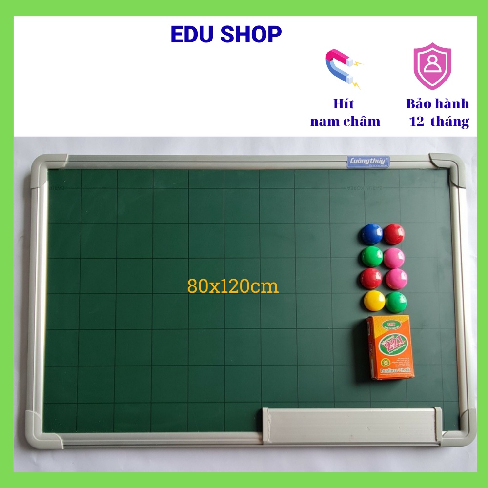 Bảng Từ Xanh Chống Lóa Viết Phấn, 80x120cm ( Tặng phấn, bông lau, nam châm)