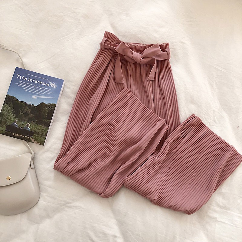 [Baywellfashion]Quần ống rộng màu trơn lưng thun co giãn cho nữ | BigBuy360 - bigbuy360.vn