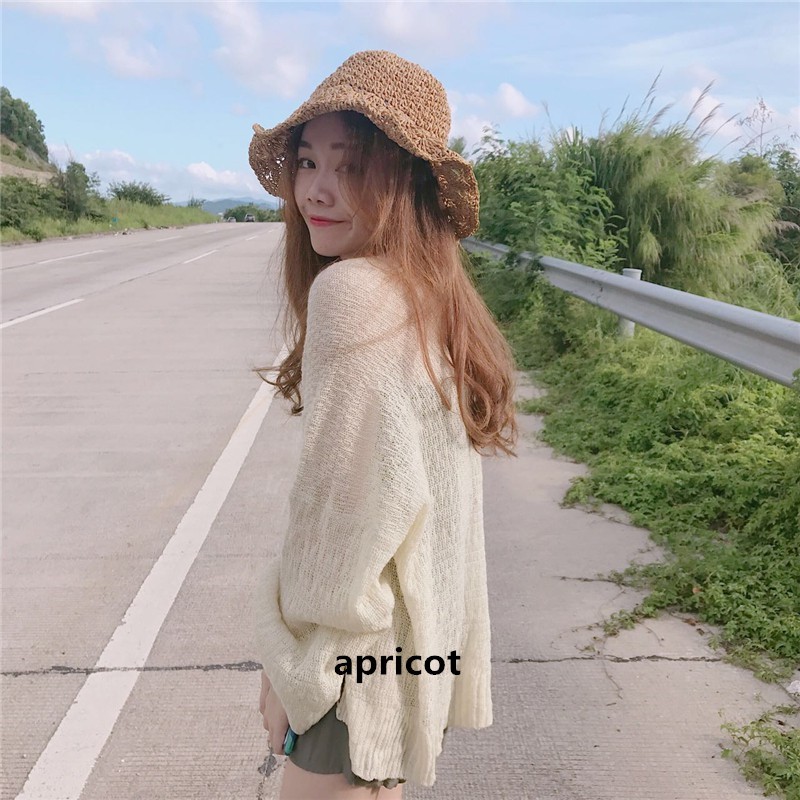 SUXI Áo Khoác Cardigan Tay Dài Dáng Rộng Chống Nắng Cho Phái Nữ