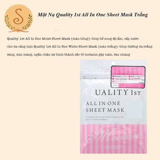 Mặt nạ Quality 1st All in One Sheet (Trắng – Hồng – Đen) 3pcs