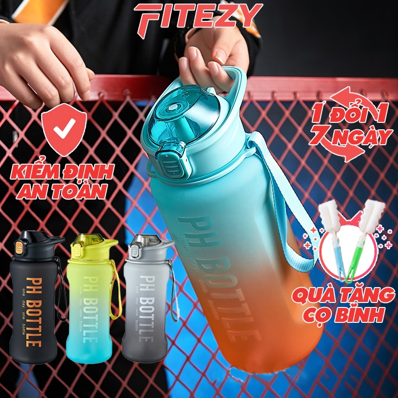 Bình nước thể thao tập gym 2 lít, bình đựng nước nhựa có ống hút PH BOTTLE