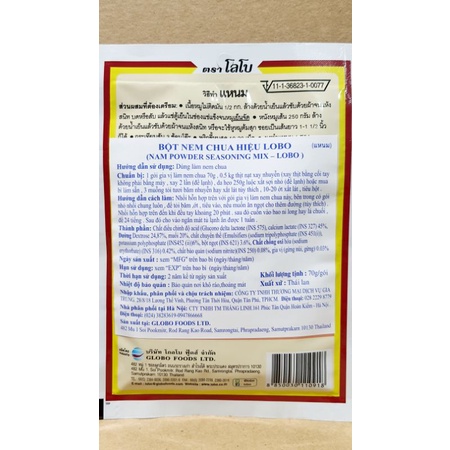 [Lobo Thái] Gia vị làm nem chua gói 70g. Nam Powder Seasoning Mix. NK chính hãng