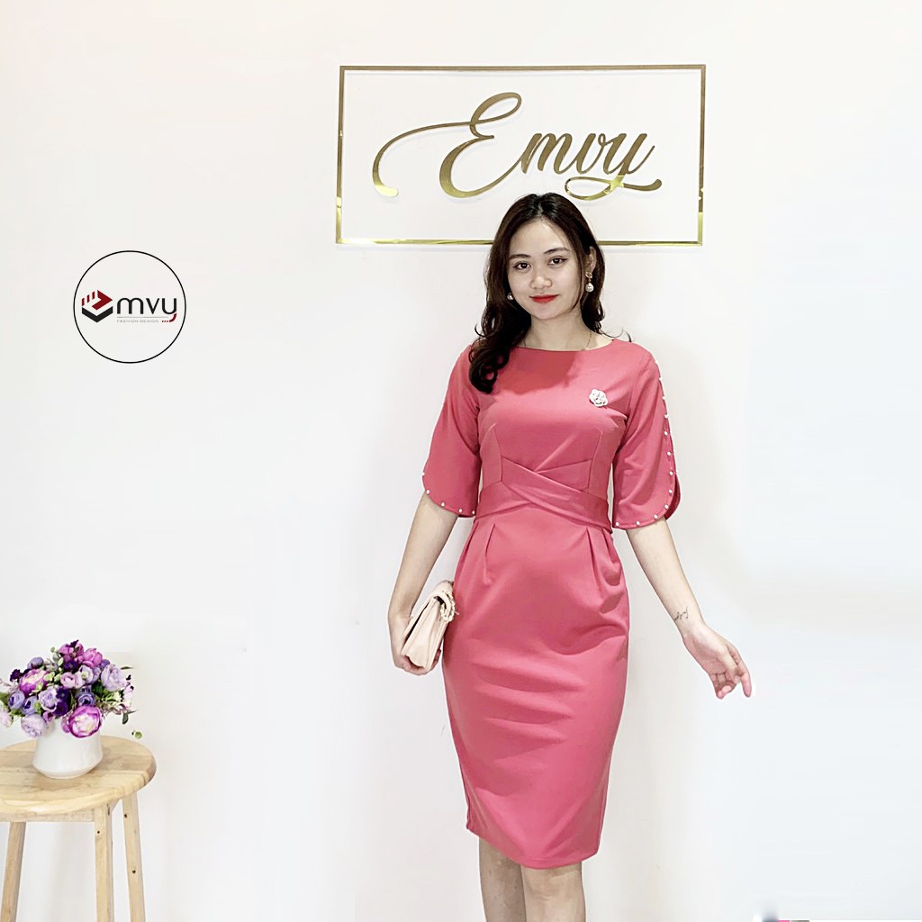 Váy umi body cổ tròn tay đính ngọc tặng kèm tag cài Emvy - K1 | BigBuy360 - bigbuy360.vn
