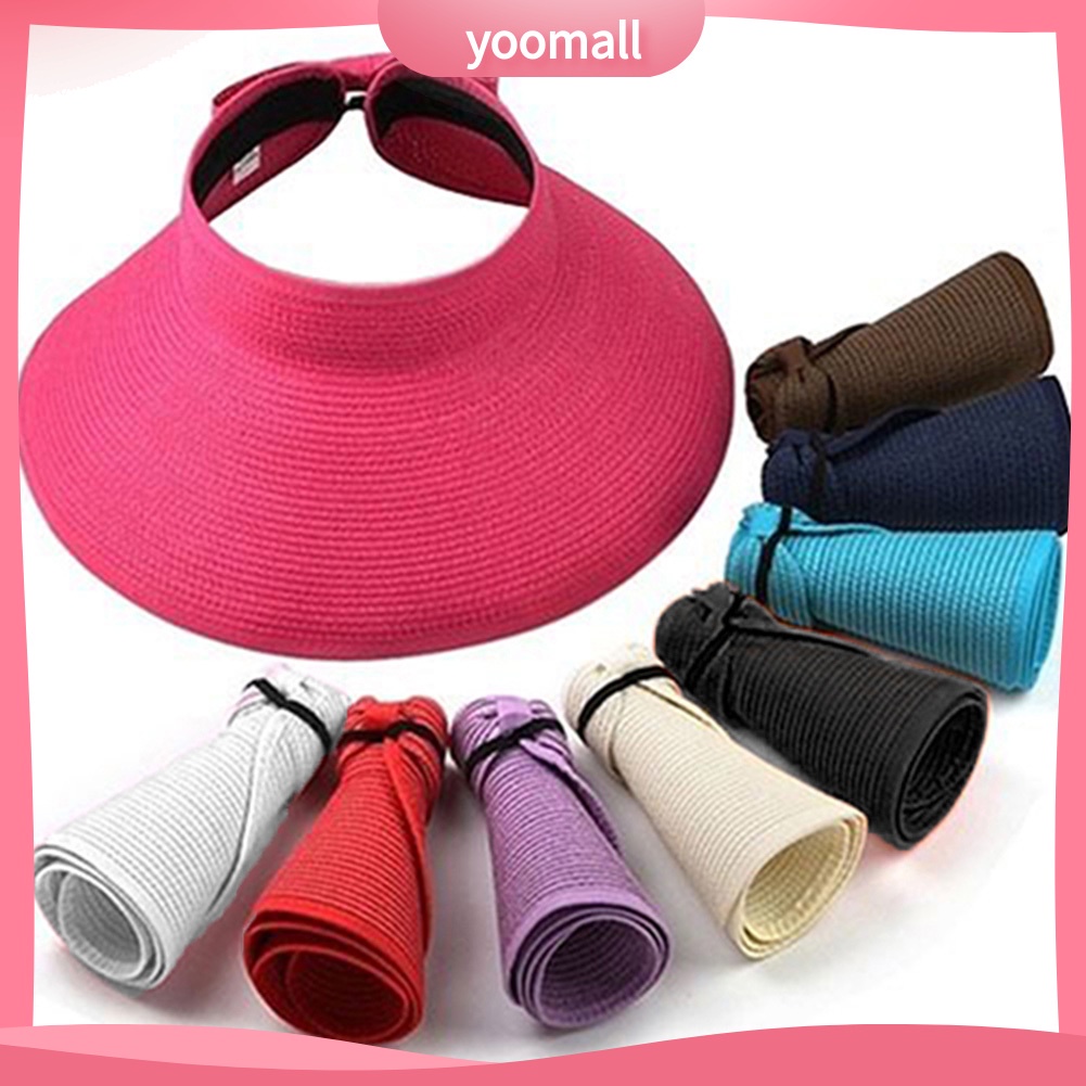 Nón Vành Rộng Đan Rơm Chống Nắng Mùa Hè Có Thể Gấp Gọn Cho Nữ