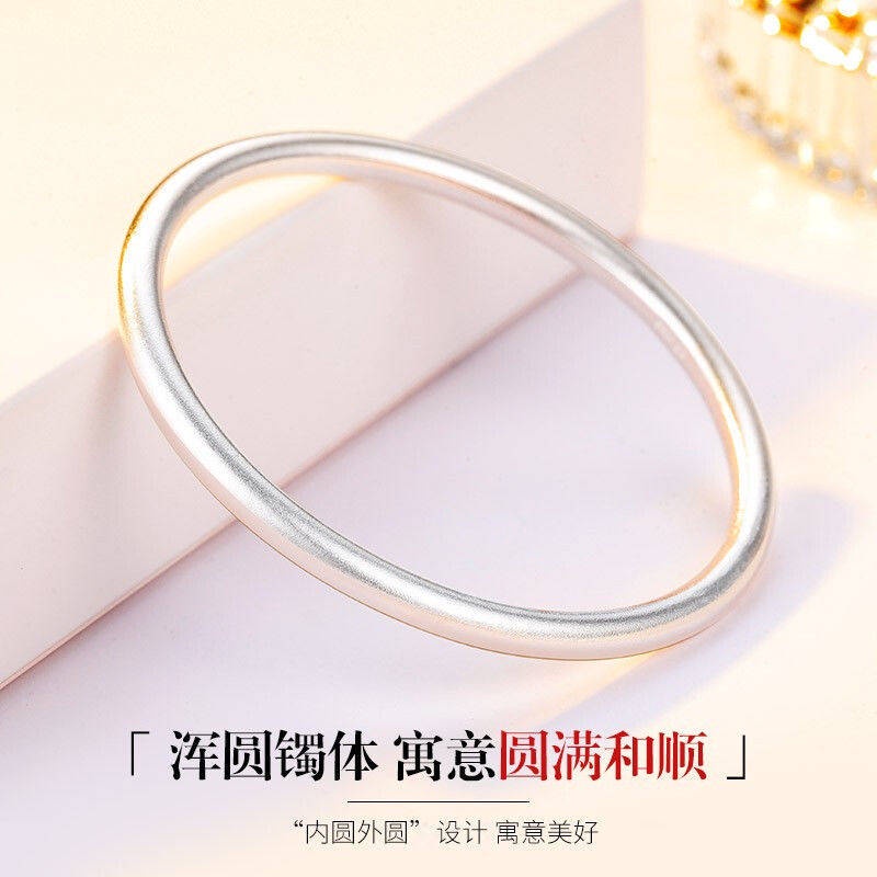 Vòng Đeo Tay Bạc 999 Dạng Nhẫn Trơn Màu Phong Cách Cổ Điển Dành Cho Nữ