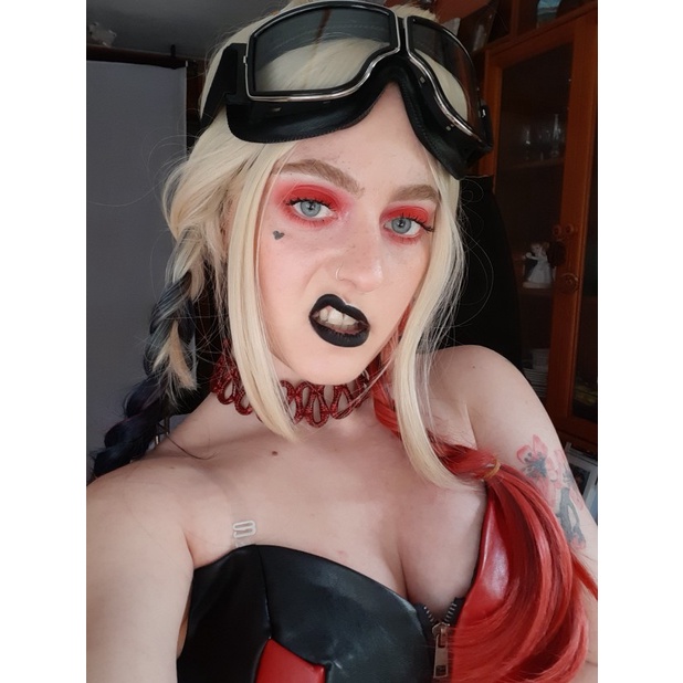 Tóc Giả Màu Đỏ Đen Hóa Trang Harley Quinn 2021 Movice 2021
