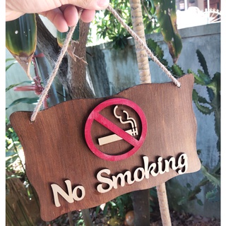 Bảng gỗ treo tường No-Smoking, Biển gỗ decor trang trí