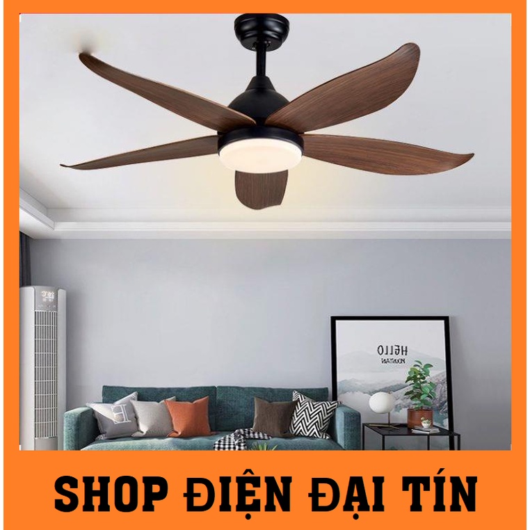 Quạt trần đèn_Quạt Trần Đèn Năm cánh 8006 quạt trần trang trí phòng khách kèm điều khiển từ xa