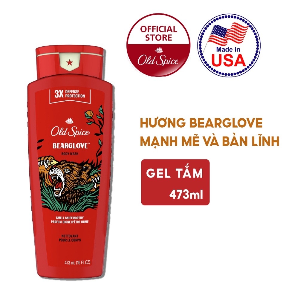 Sữa Tắm Nam Old Spice Wild Collection Hương Bearglove 473ml - Hàng nhập Mỹ