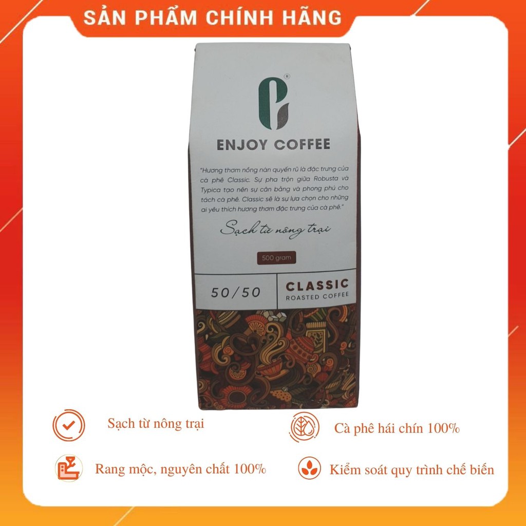 Cà phê nguyên chất rang mộc classic 500g enjoy coffee- sạch từ nông trại