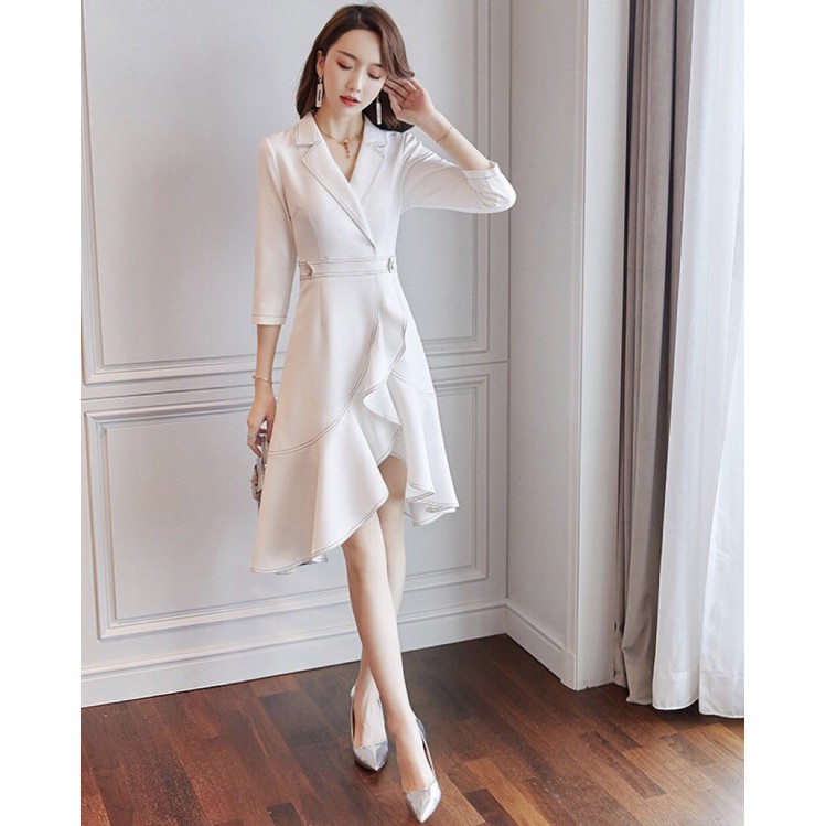 Đầm trắng công sở đuôi cá thanh lịch