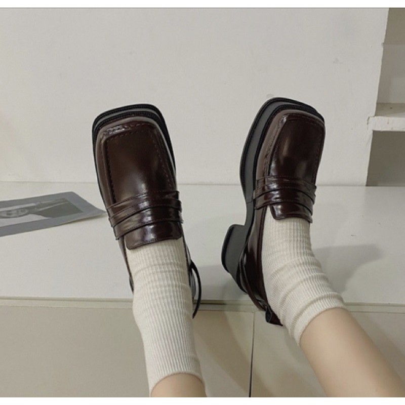 Boots nữ - giày bốt nữ ullzzang cao cổ buộc dây tăng chiều cao 4cm-7cm đế bằng cao gót trắng-đen