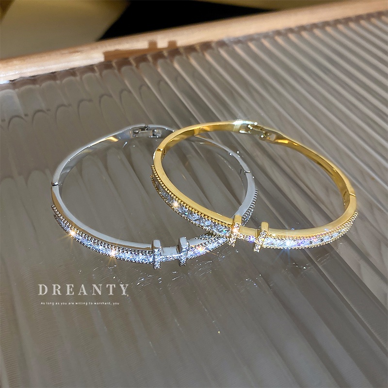 Vòng Tay Đính Đá Zircon Siêu Lấp Lánh Thời Trang Cao Cấp Dễ Phối Đồ Xiaohongshu