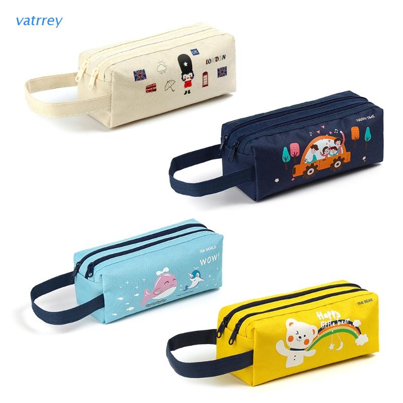 [Hàng mới về] Túi vải canvas 2 ngăn đựng bút tiện lợi cho bé