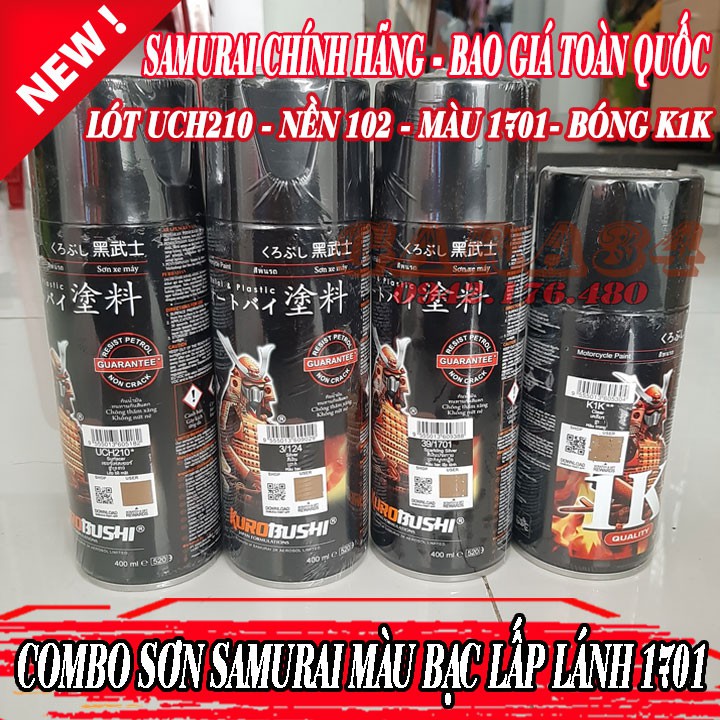 COMBO SƠN SAMURAI MAU BẠC ÁNH KIM 1701 4 BƯỚC