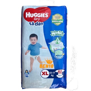 Tã Dán Huggies Dry Gói Cực Đại XL62 (62 Miếng) - Bao Bì Mới