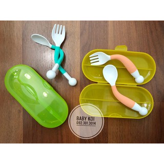 Combo thìa dĩa tập xúc kèm hộp đựng cho bé