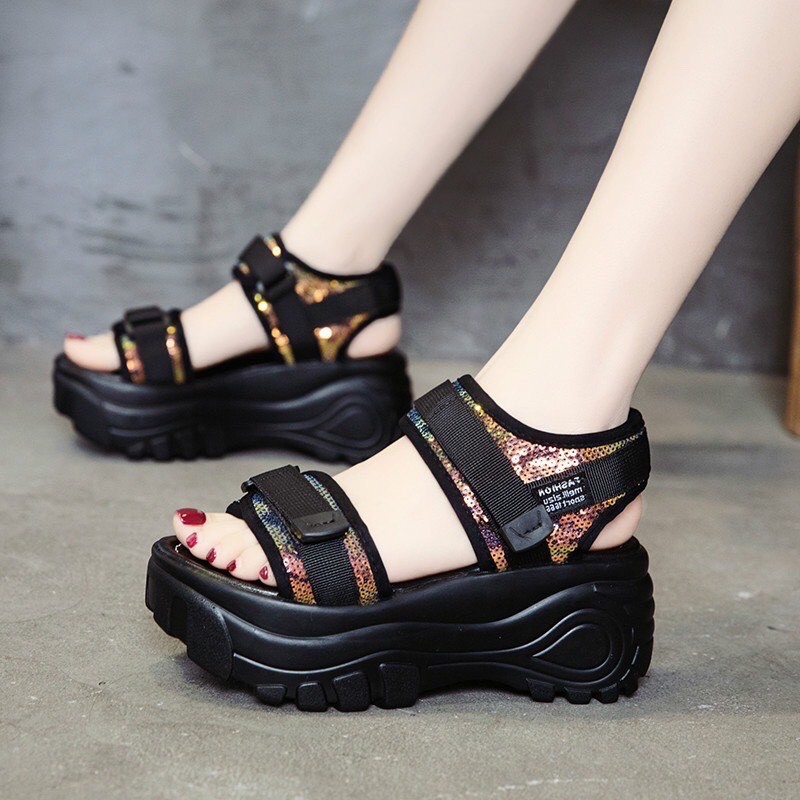 Dép Sandal Nữ Đế Bánh Mỳ ❤️FREESHIP❤️ Dép Quai Hậu Nữ 2 Quai Kim Tuyến Siêu Hot