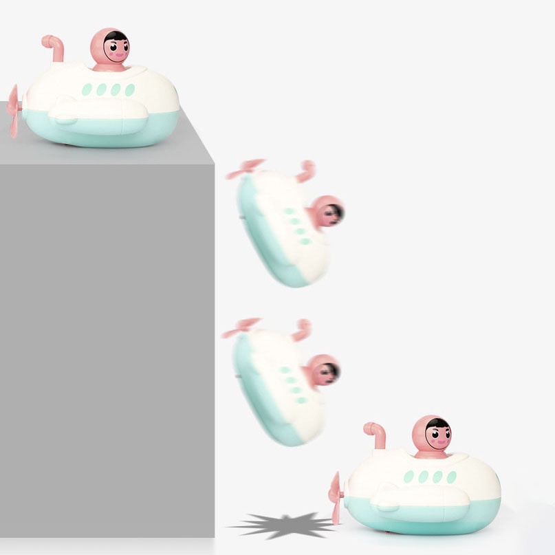 Tàu chiến vặn cót bơi và bắn nước - Đồ chơi nhà tắm bằng nhựa ABS cho bé SN04