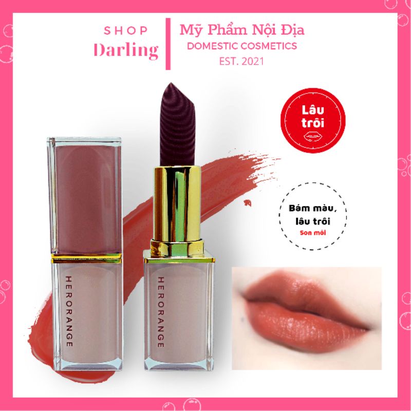 Son môi HERORANGE Matte Velvet Matte lipstick không thấm nước và mồ hôi, lâu trôi không phai dạng ống vuông pha lê 3.5g