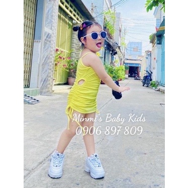 Váy body nhún hai bên cho bé gái