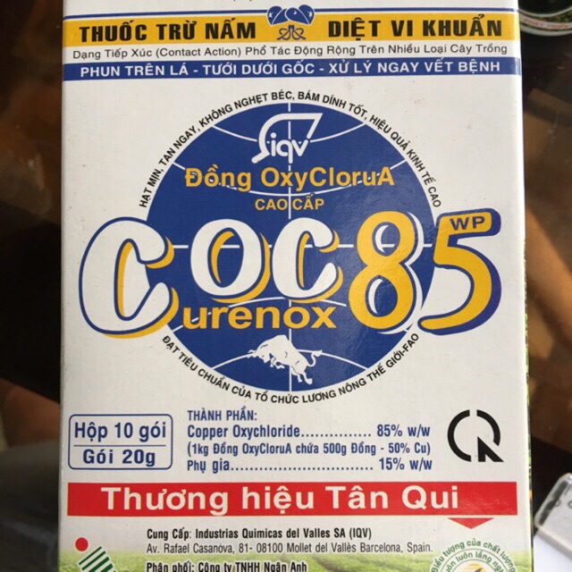 Thuốc trừ bệnh cây trồng - Đồng Clorua Cao cấp COC 85 - Đặc trị đen thân hoa hồng ( 01 gói )