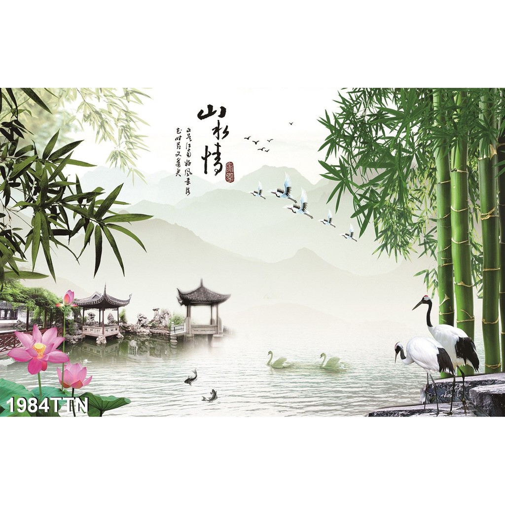 Tranh 3D Bể Cá Cảnh - Tranh Bể Cá Sơn Thủy Hữu Tình Có Sẵn Keo Dán, Tặng Kèm Bộ Dụng Cụ