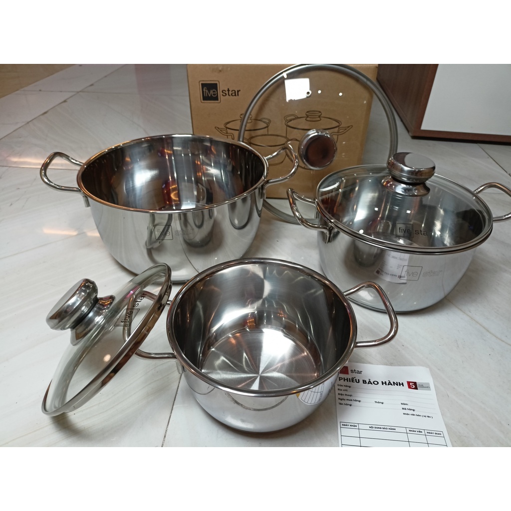Bộ 3 nồi nắp kính fivestar classic