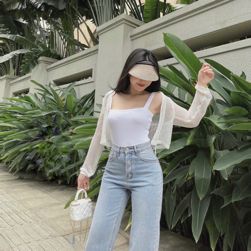 ÁO NỮ CADIGAN KHOÁC NHẸ LƯỚI DÁNG LỬNG CỘT DÂY TRƯỚC 3 MÀU HOT HIT