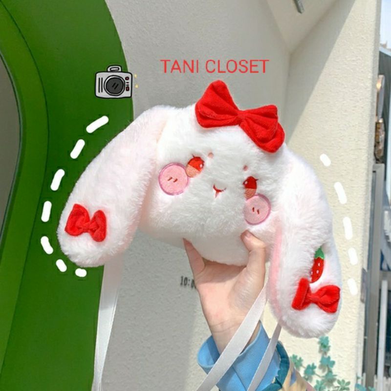 Túi Đeo Chéo Lolita Thỏ Dâu Tây Nơ Đỏ