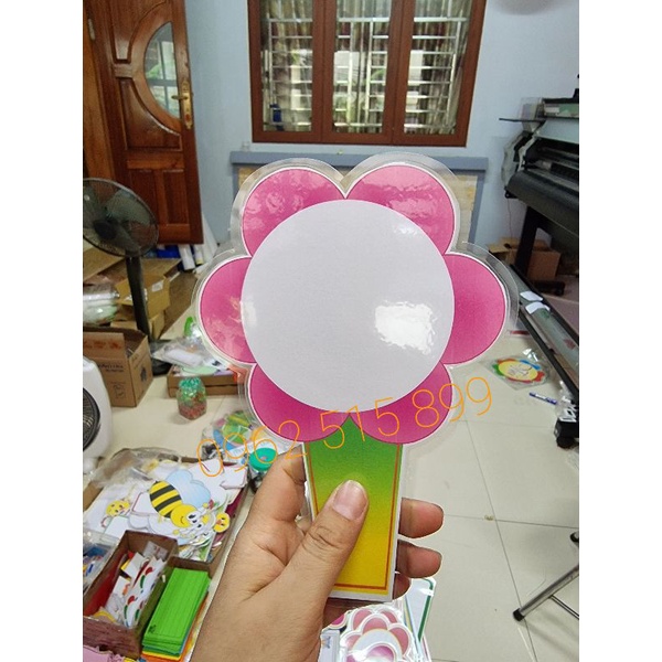 💥Thẻ Hoa cầm tay ghi đáp án 1 mặt ABCD ĐS, Số,  Dấu...