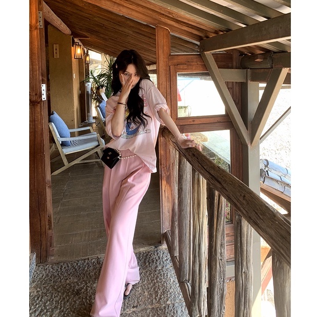 Áo Thun Tay Ngắn Cổ Tròn Dáng Rộng In Họa Tiết Hoạt Hình Thời Trang Cho Nữ