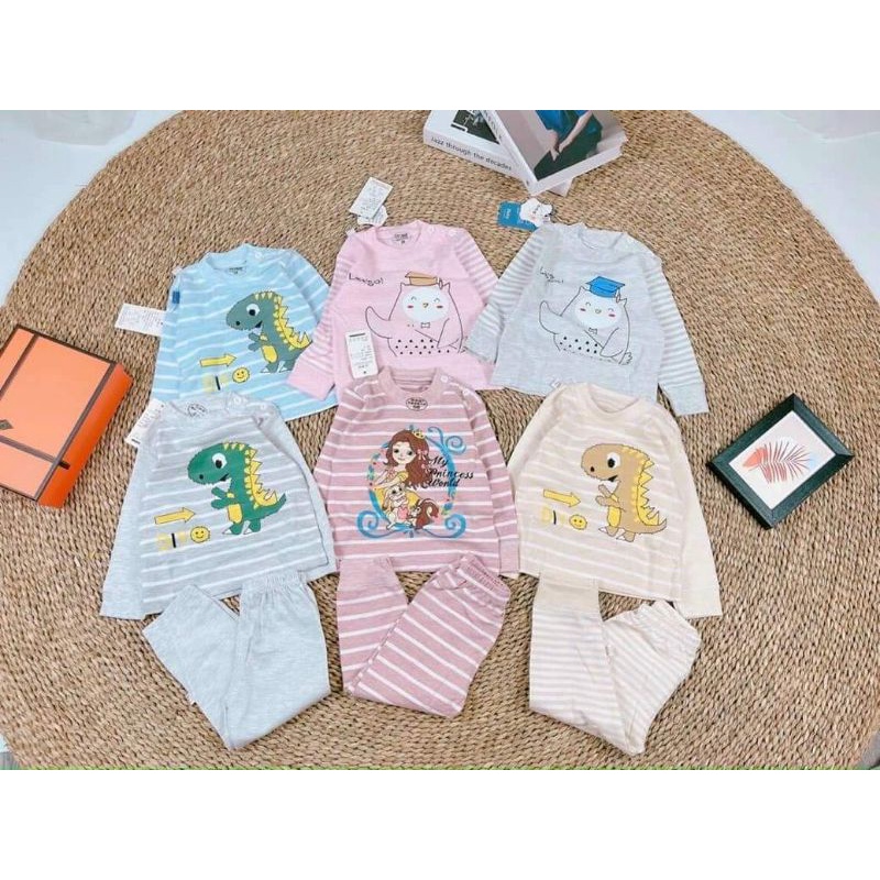 🍭🍭 Bộ Dài Tay Cotton Mềm Mịn Hàng Quảng Châu Xuất Nhật Cho Bé Trai Và Bé Gái