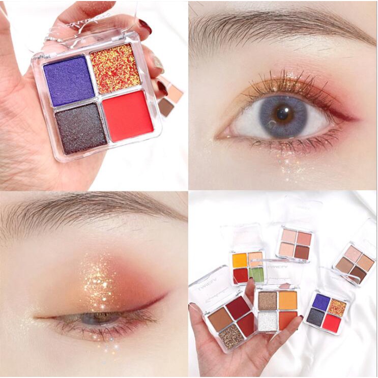 [Hàng mới về] Bảng Phấn Mắt 4 Màu Hiệu Ứng Ánh Ngọc Trai Lấp Lánh Kháng Nước