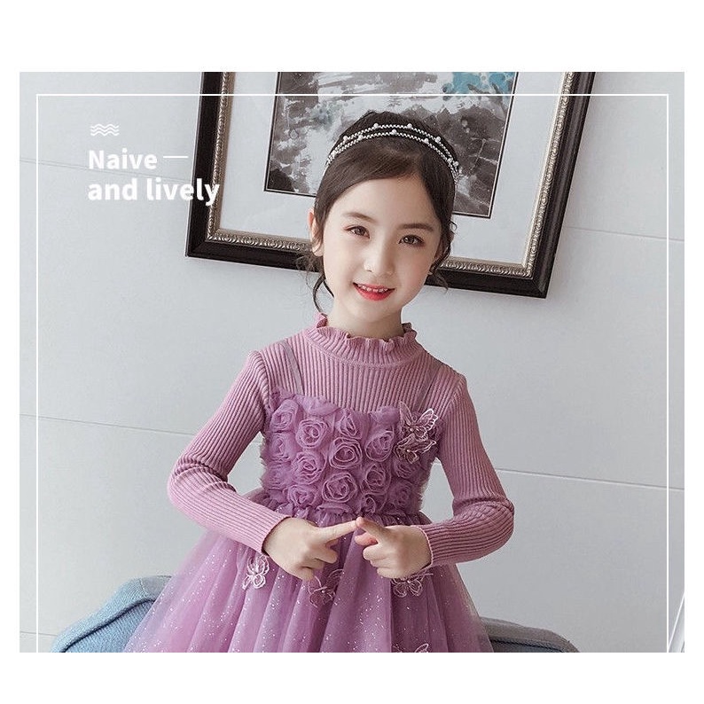 Đầm công chúa phong cách Tây Âu thời trang thu đông đáng yêu dành cho bé gái 3-5 - 6-7 - 8-9 Tuổi