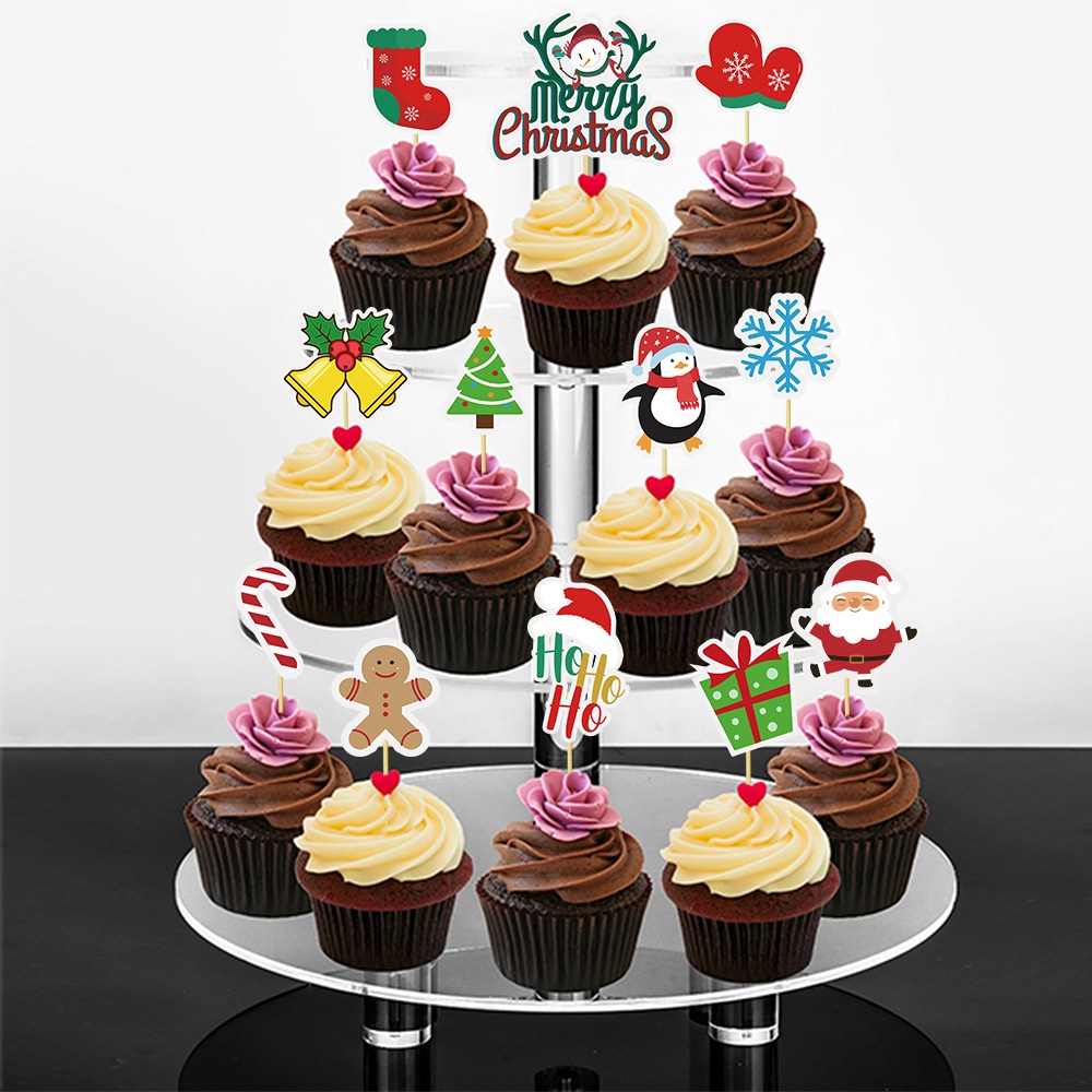 Phụ kiện trang trí Giáng sinh, bánh kem sinh nhật, bánh cup cake, decor cây thông noel