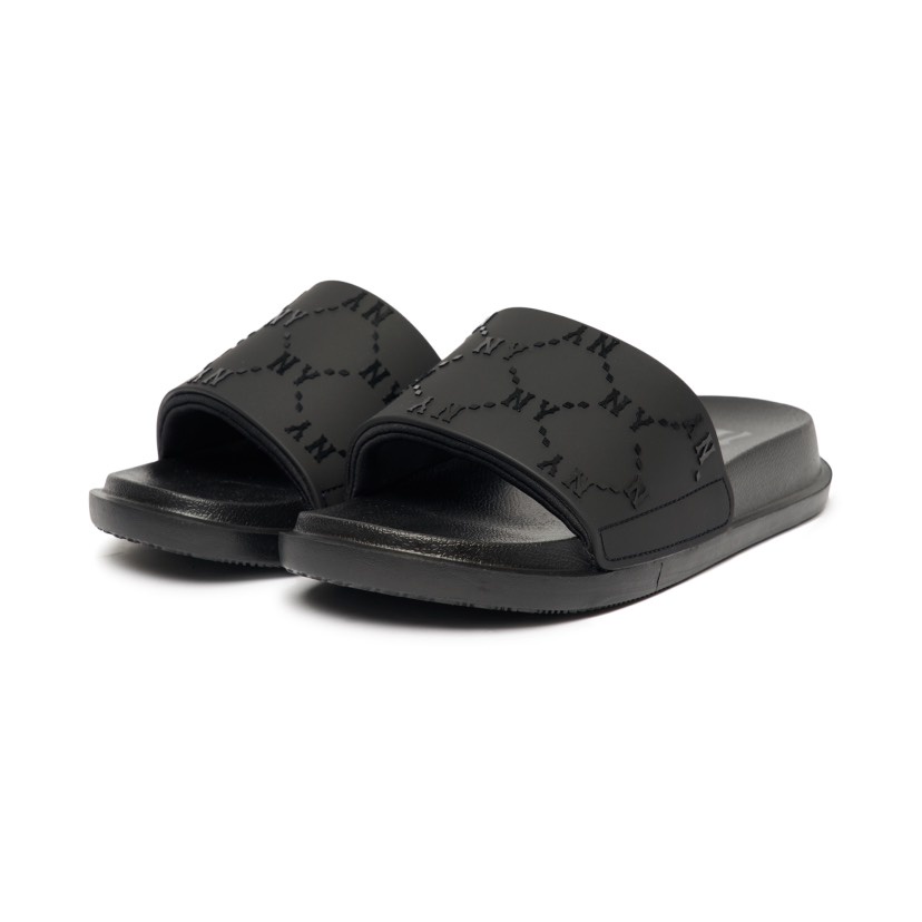 Dép MLB Chunky Mound Dia Monogram CHÍNH HÃNGMLB Mound Dia Monogram New York Yankees All Black Slide - Simple Sneaker