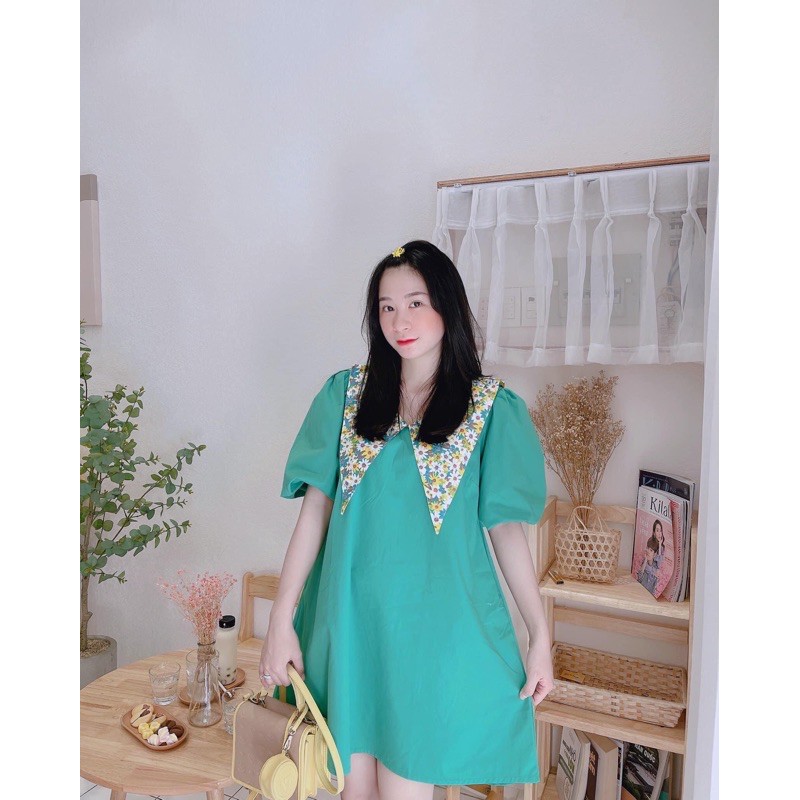 [Hàng Chuẩn] Váy Nữ Xinh Cổ Hoa Tay Phồng , Đầm Nữ Hồng Dáng Babydoll Siêu Xinh Có Ảnh Thật Kèm Video | BigBuy360 - bigbuy360.vn