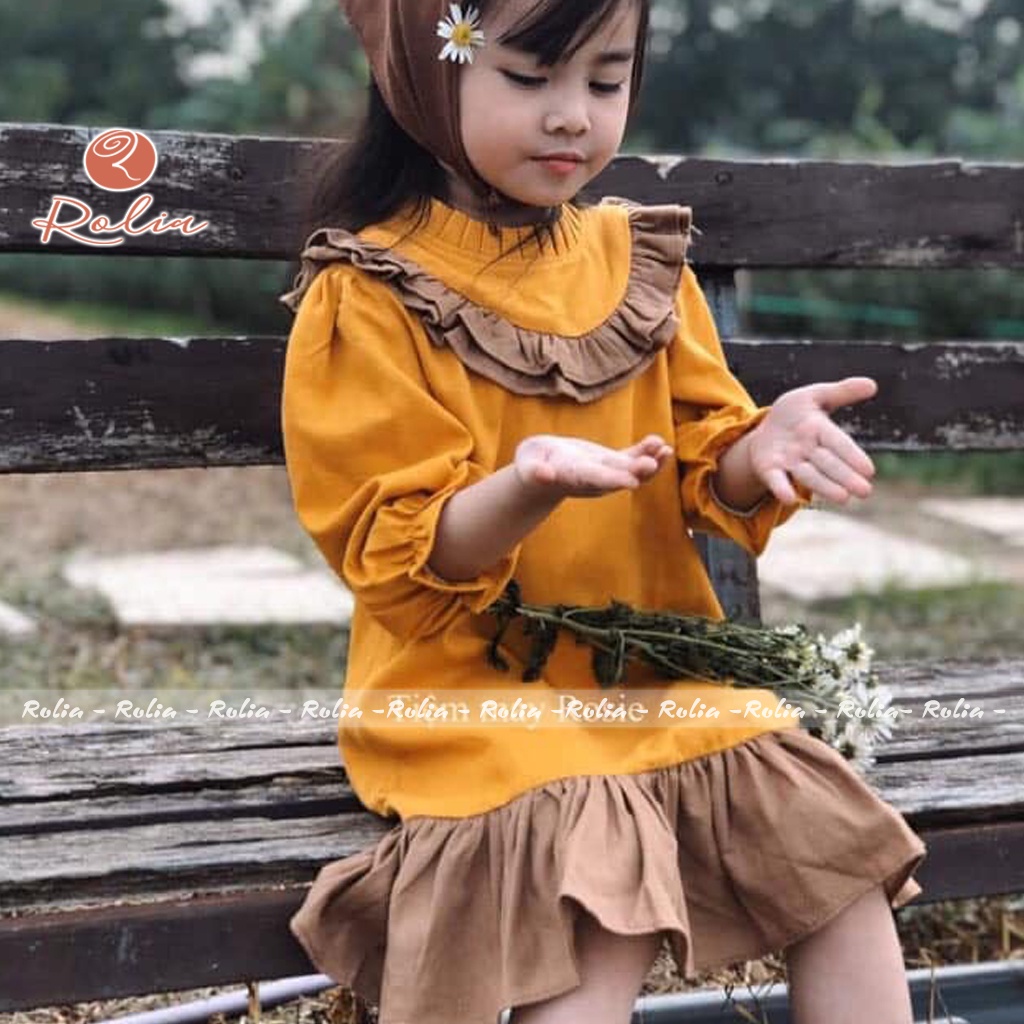 Váy bé gái đuôi cá vàng nâu ROLIA AmiDress chất vải tự nhiên 100% , thấm hút mồ hôi cho bé gái V02