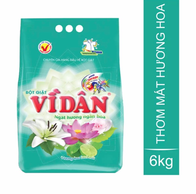 Bột Giặt Vì Dân Hương Ngàn Hoa 6kg (Km NRC 1,5kg)