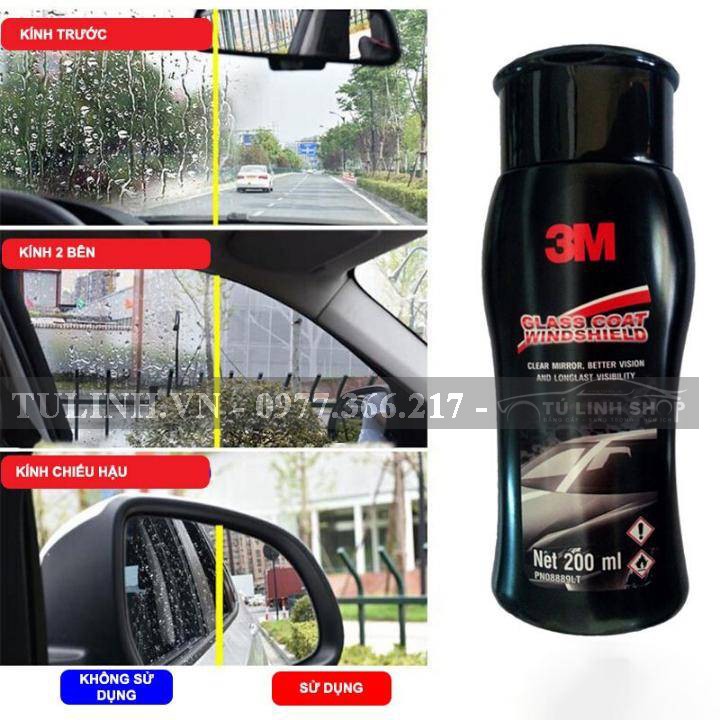 [Mã LIFEAU01 giảm 10% tới 50k đơn 150k] chai chống bám nước trên kính xe 3M Glass Coat Windshield 08889 LT 200ml