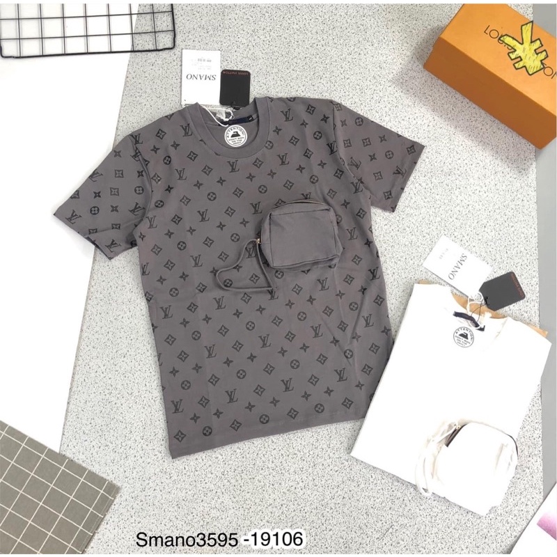 Áo thun nam Lv túi hộp cao cấp ba màu đen trắng xám | BigBuy360 - bigbuy360.vn