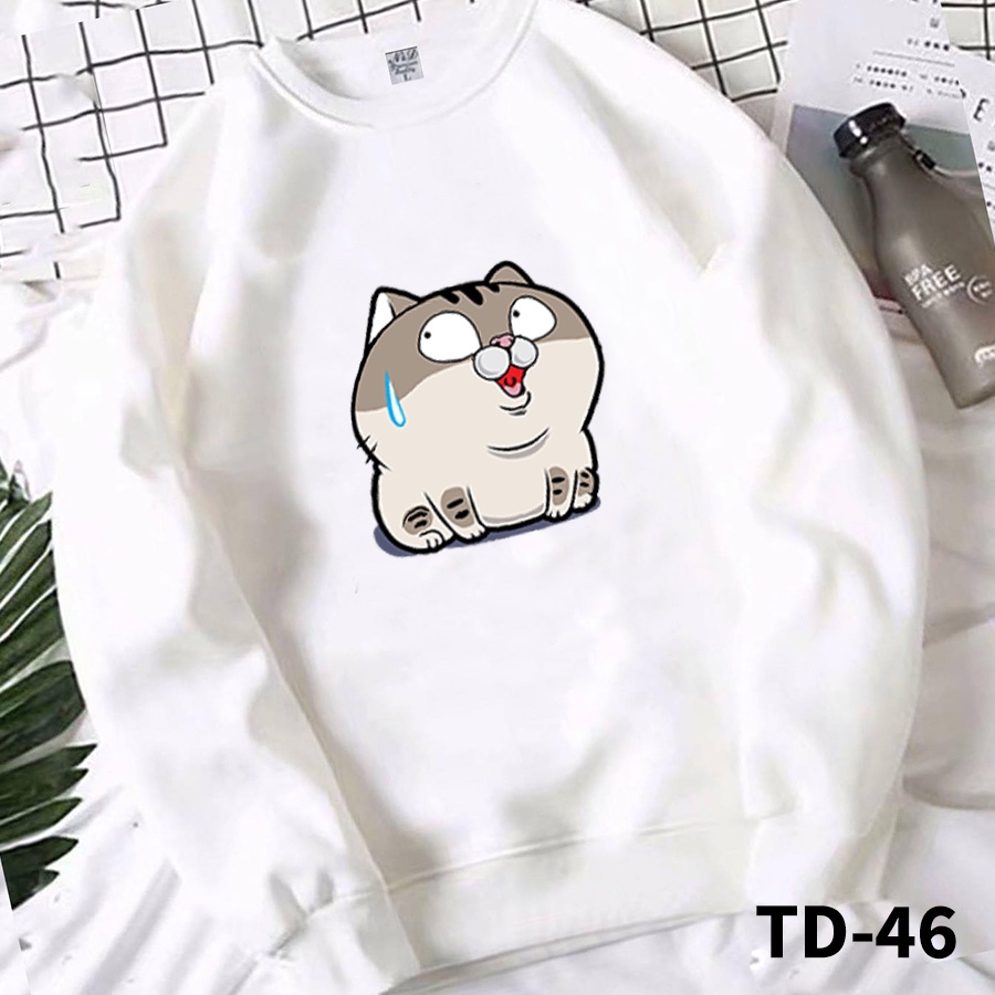 Áo sweater MÈO AMI SỢ HÃI form rộng nam nữ, áo tay dài nỉ bông in họa tiết unisex dày mềm mịn - Tí Chuột Studio