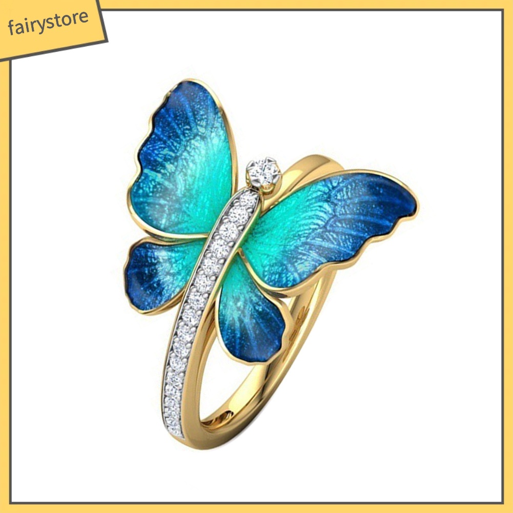 Nhẫn Hợp Kim Đính Đá Hình Bướm Xinh Xắn